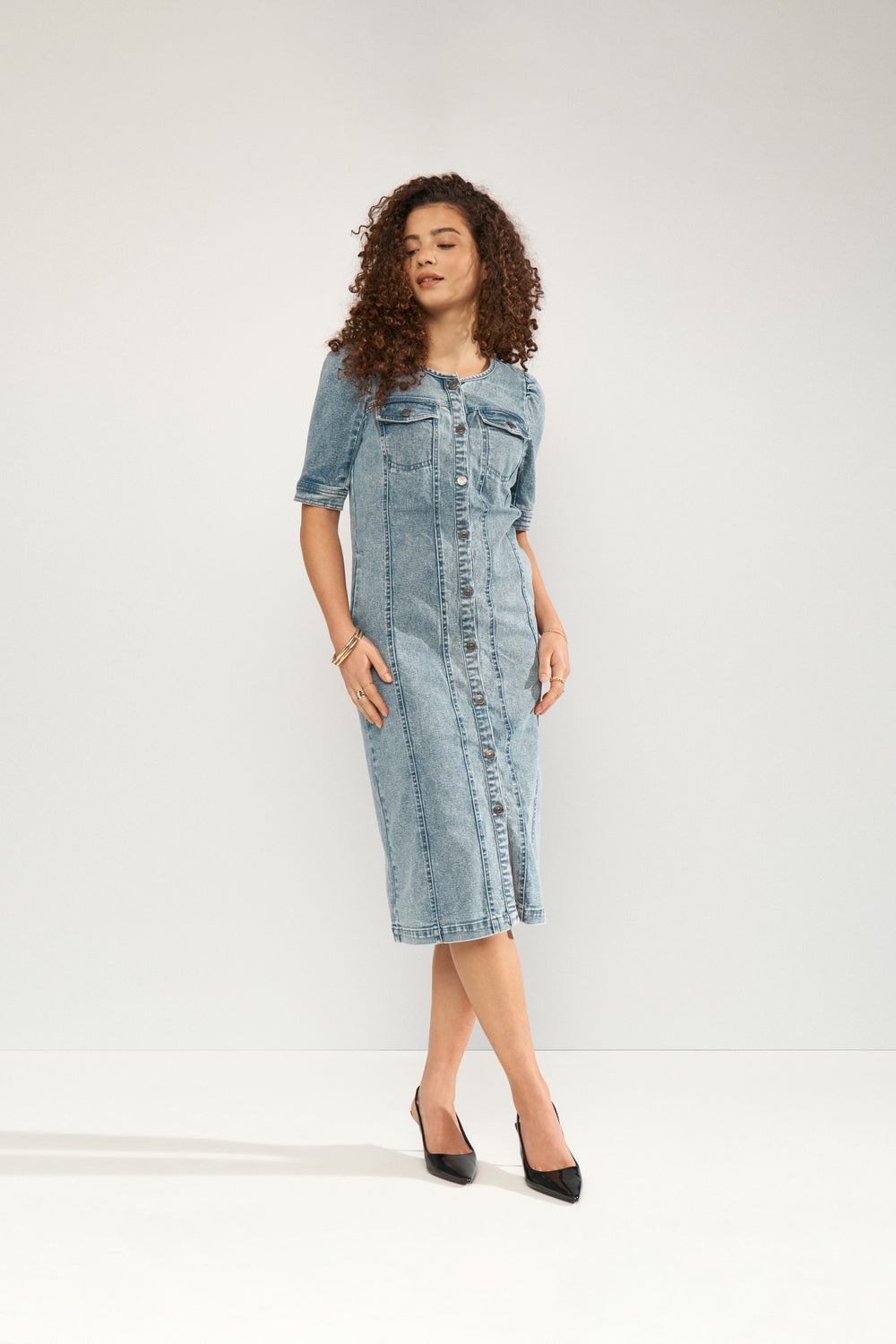 Numph Silva Dress - Light Blue Denim