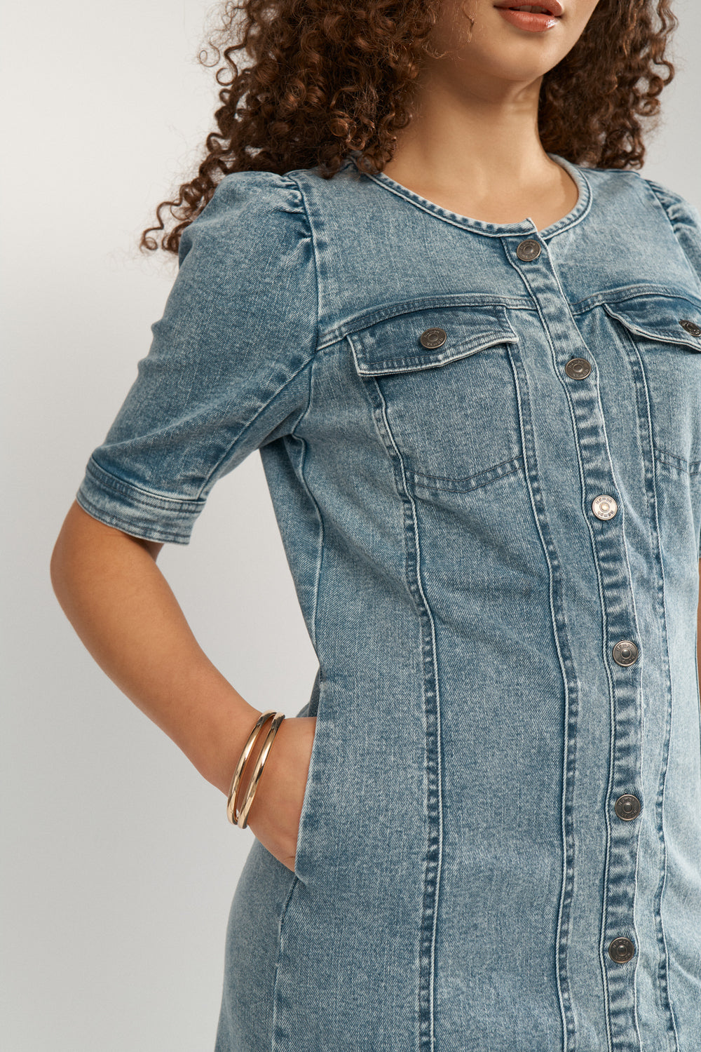 Numph Silva Dress - Light Blue Denim