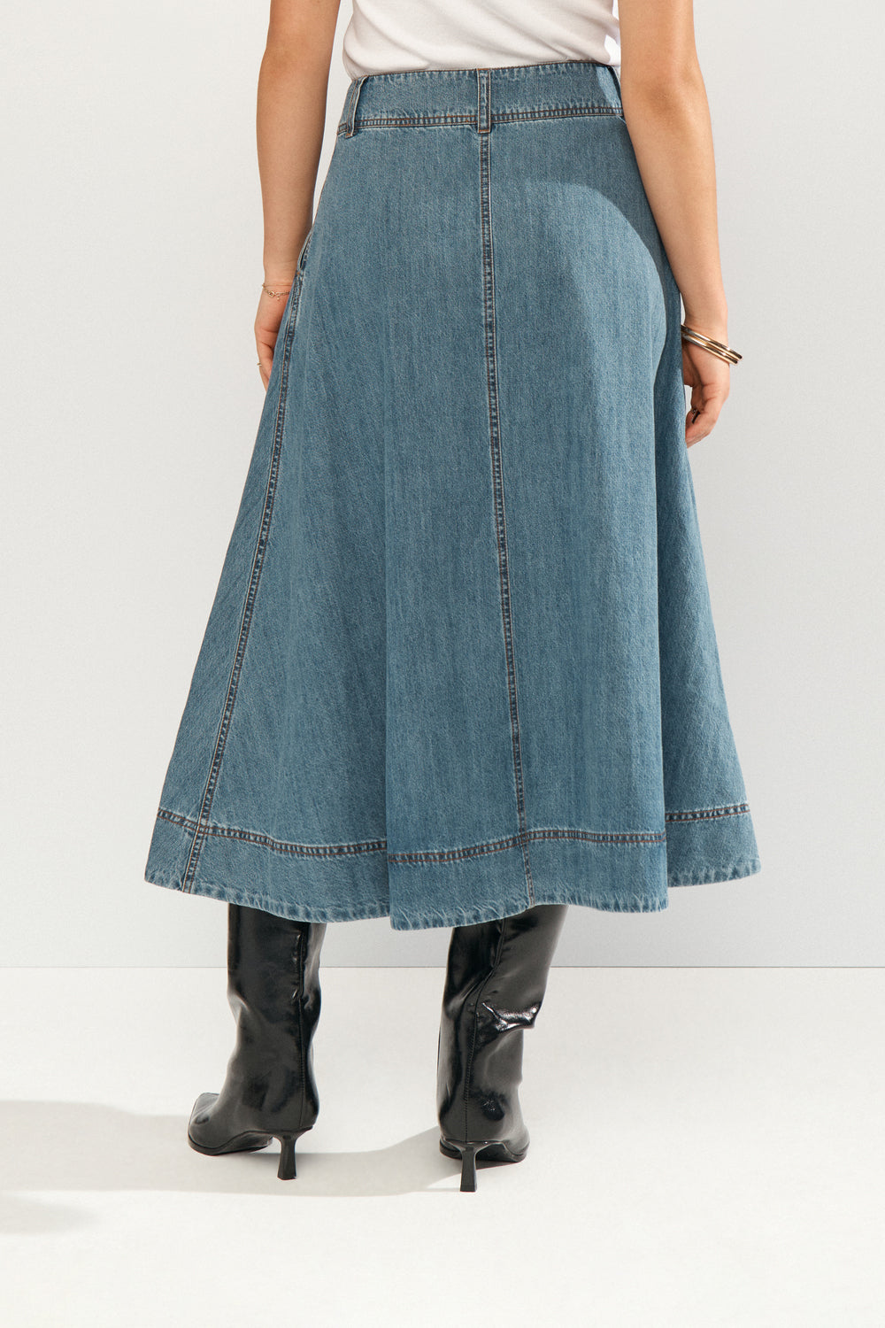 Numph Sandie Skirt - Medium Blue Denim