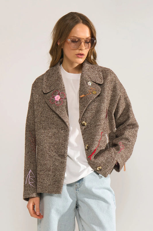 Numph Ravina Embroidery Jacket - Dark Earth
