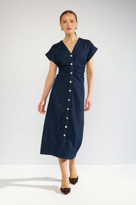 Numph Aletta Dress - Dark Blue Denim
