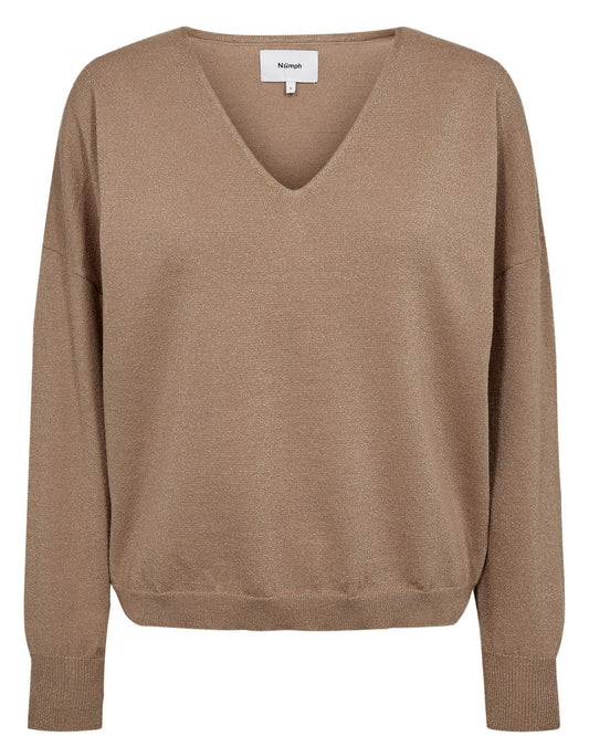 Numph Dayletta Lurex Pullover - Silver Mink