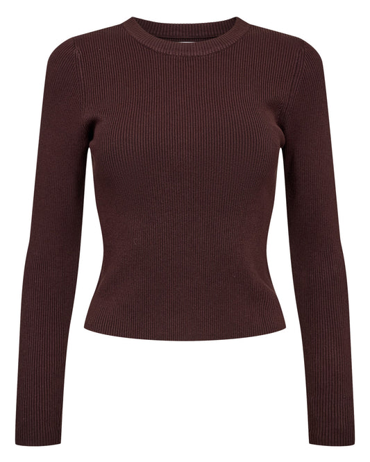 Numph Shelba Cropped Pullover - Chocolate Plum