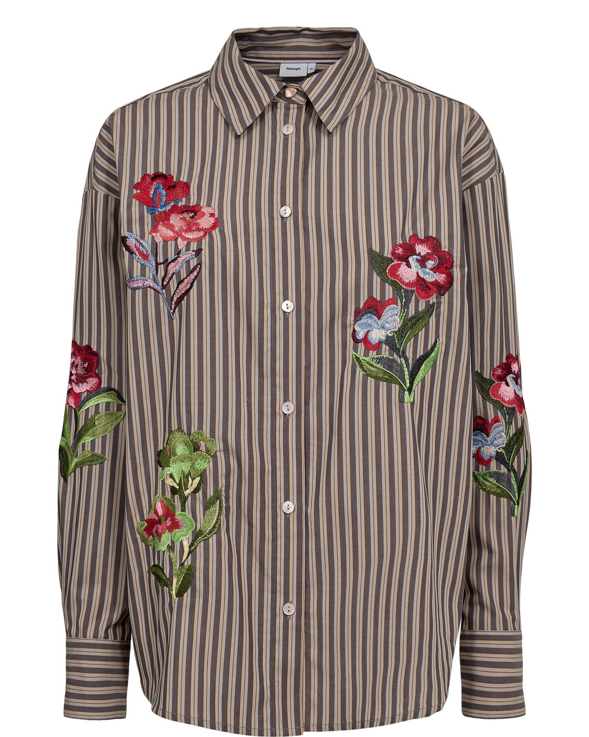 Numph Kacey Embroidery Shirt - Deep Taupe