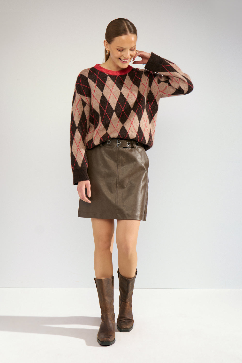 Numph Dorith PU Skirt - Black Coffee