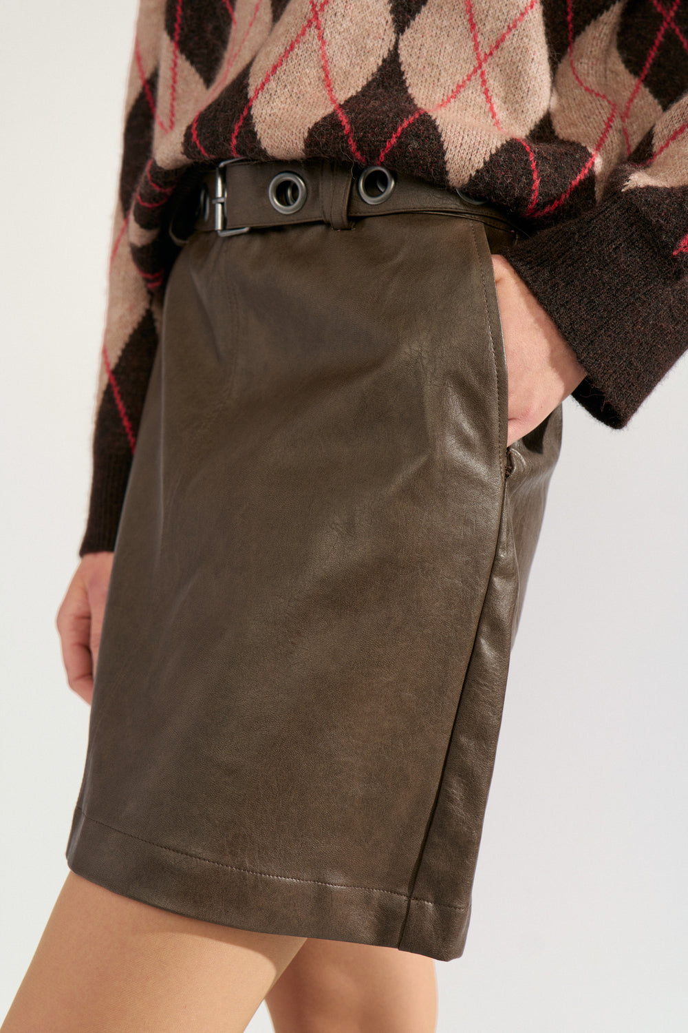 Numph Dorith PU Skirt - Black Coffee