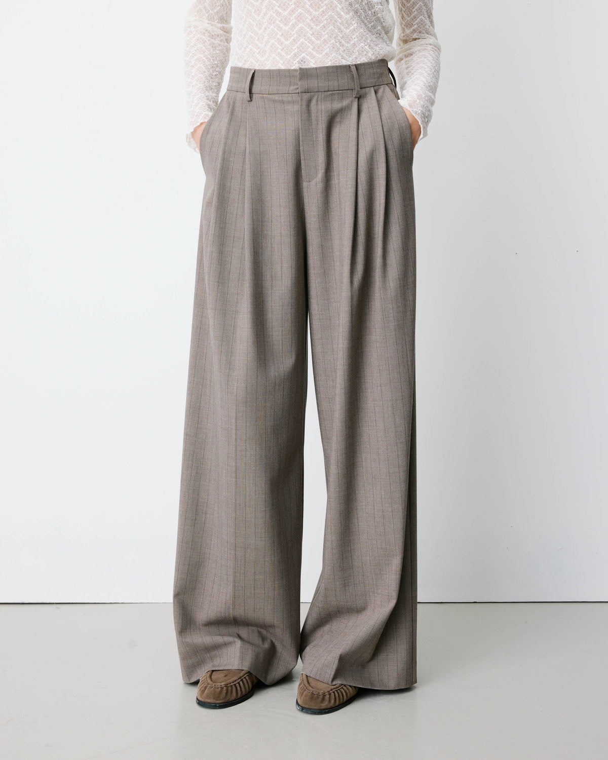 G&M Ardoise Trousers - taupe pinstripe