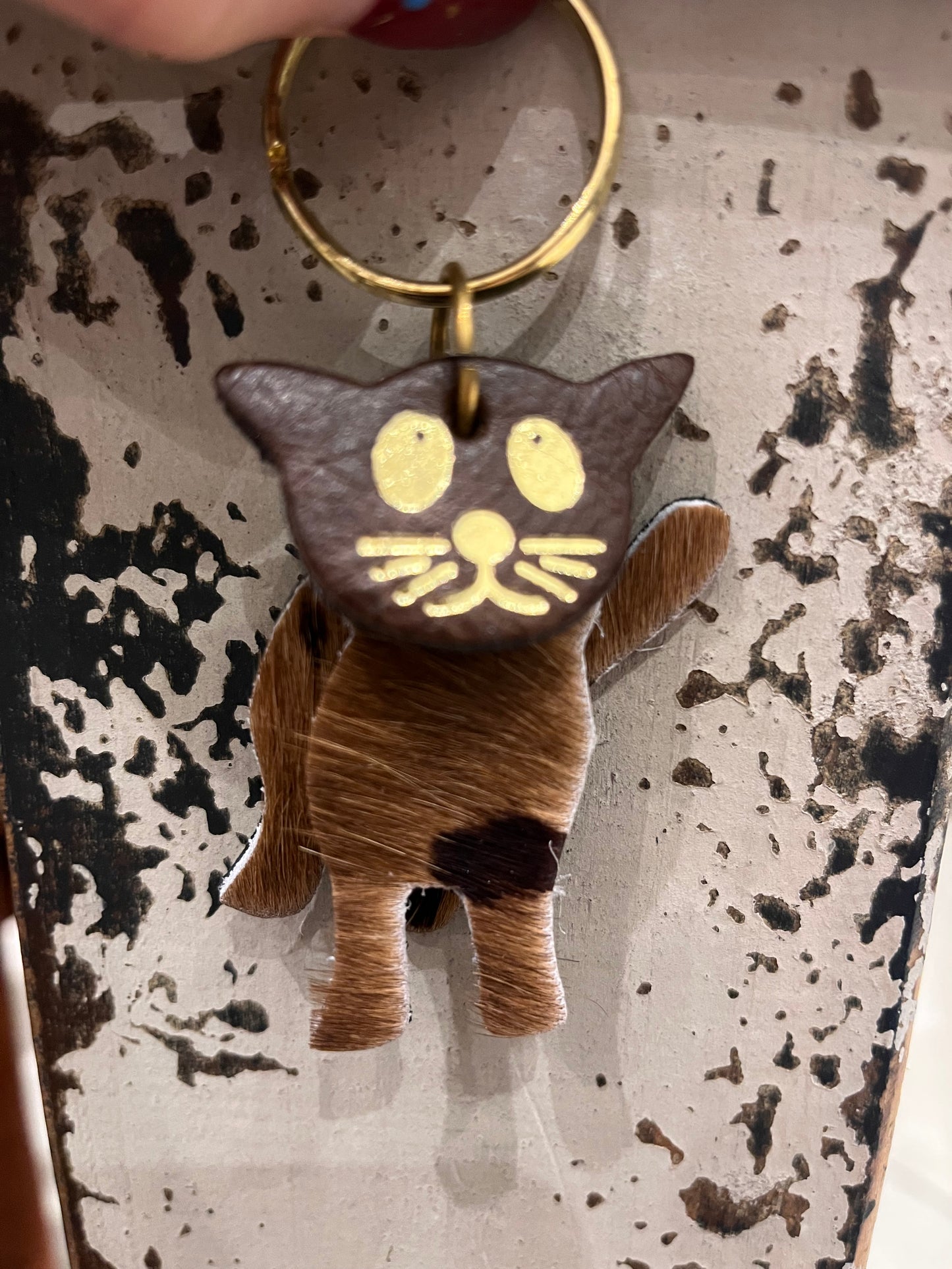 Leather cat keyring