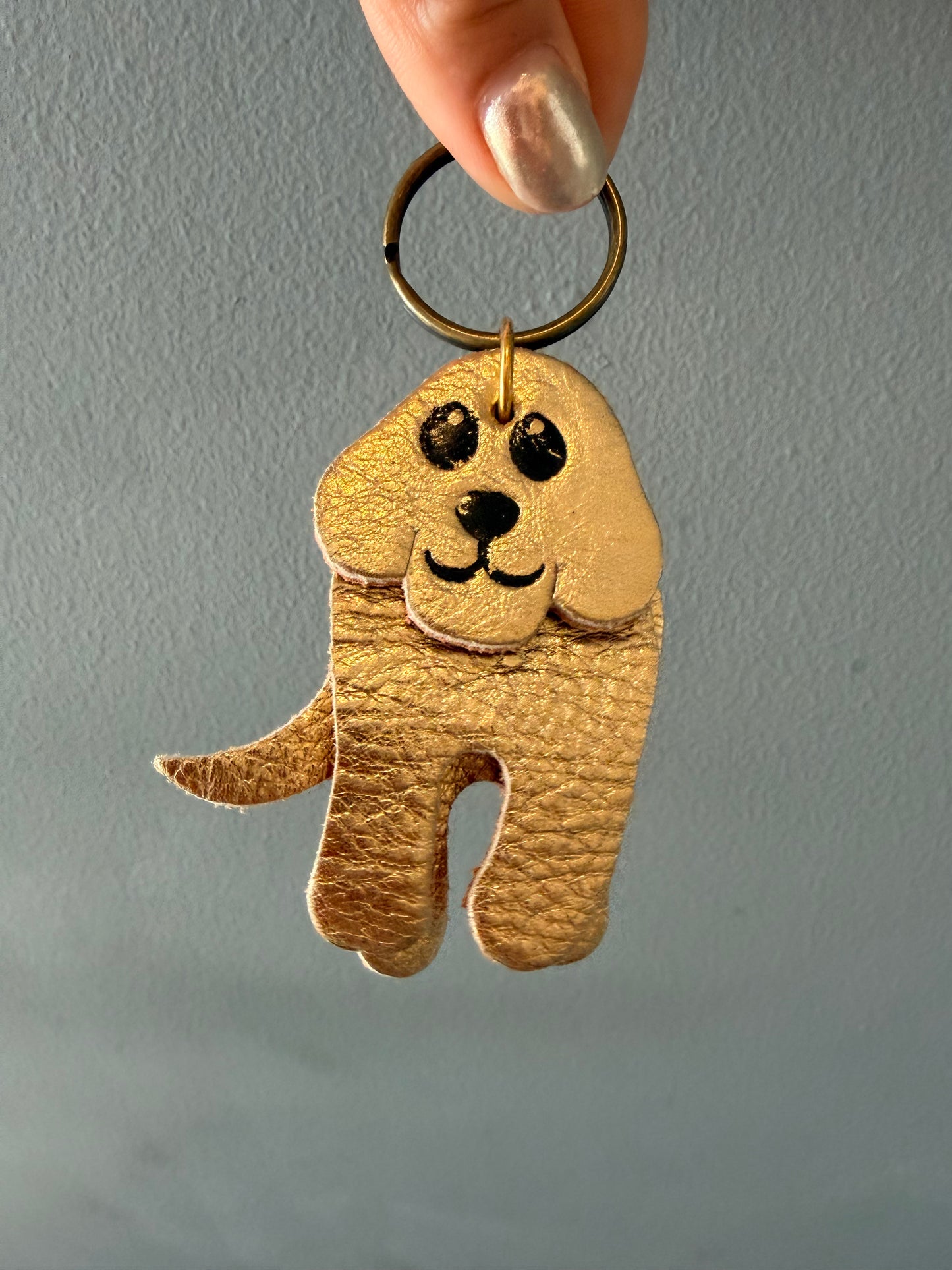 Leather dog keyring