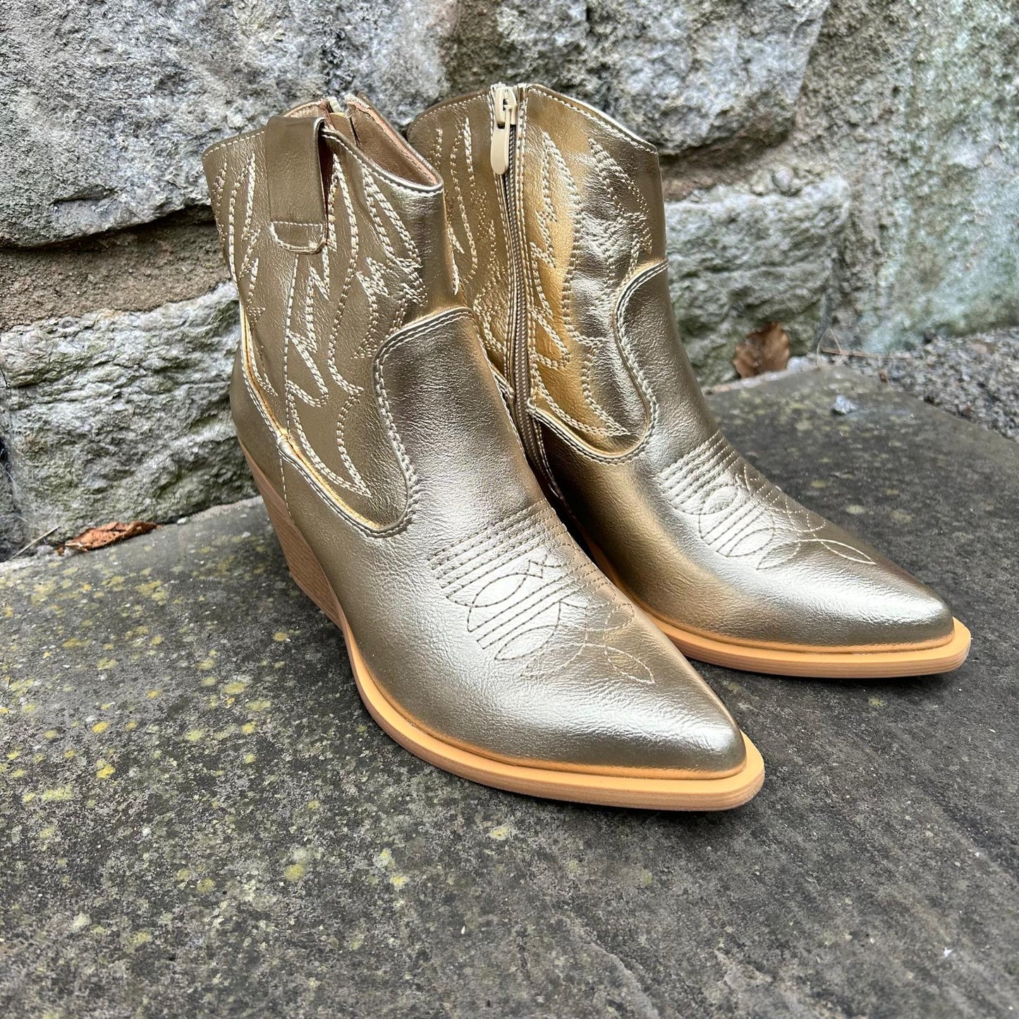 Western boots (short) -gold