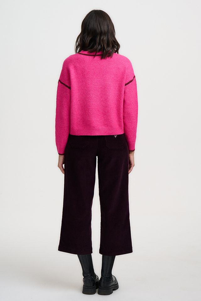 Rozalia Jumper - Hot Pink Burgundy Trim