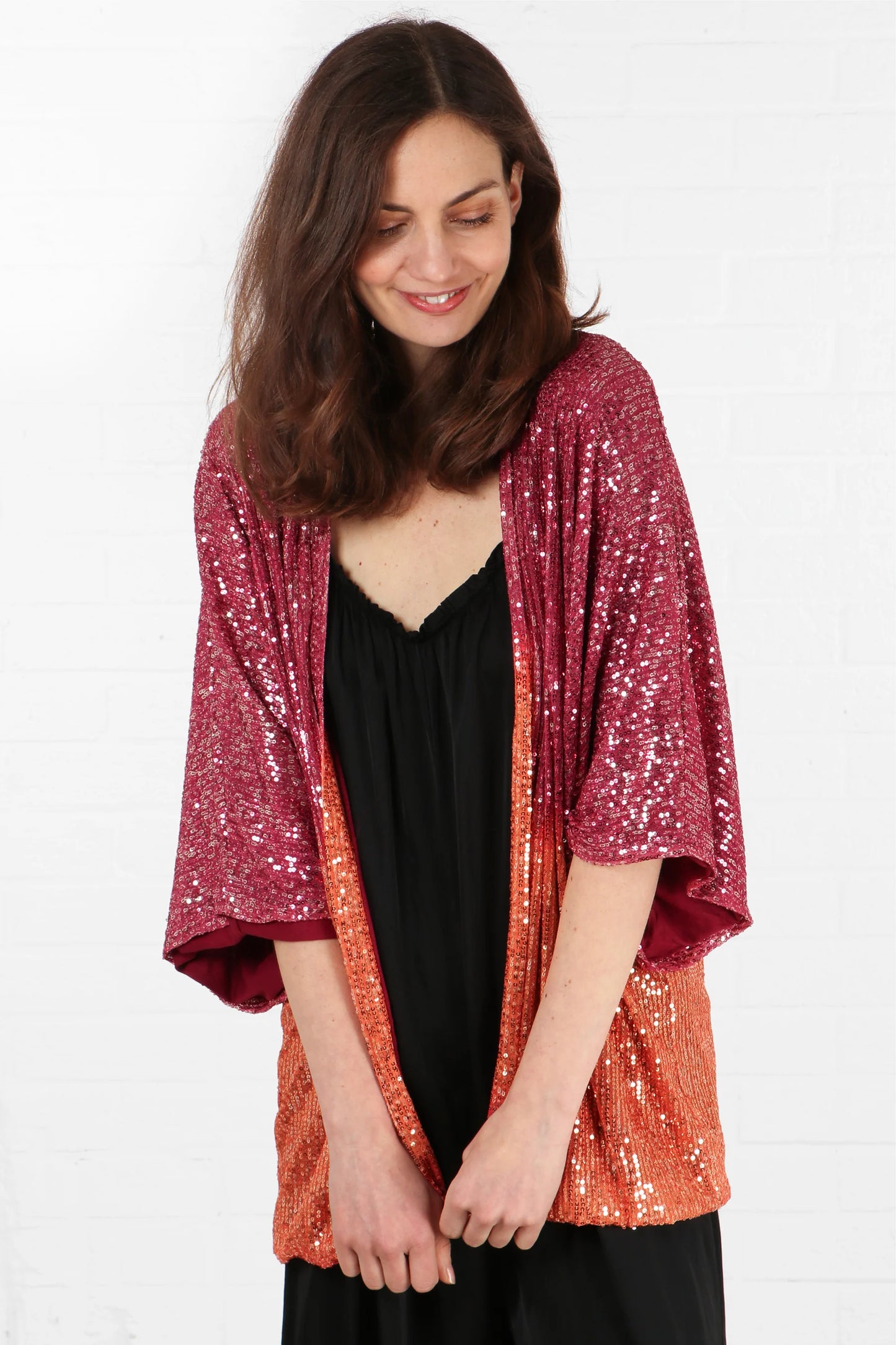 Ombre Sequin Kimono - Pink/Orange