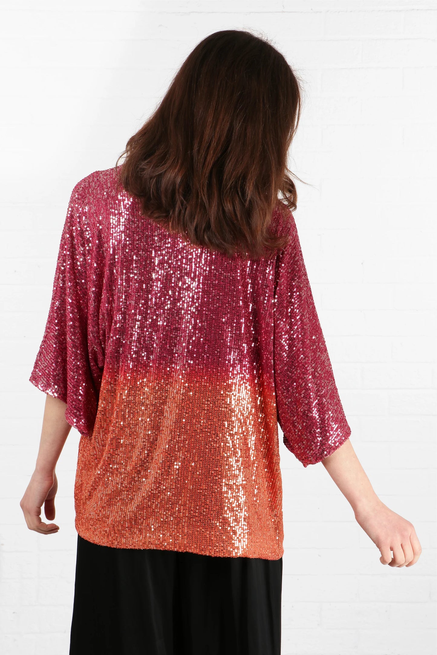 Ombre Sequin Kimono - Pink/Orange