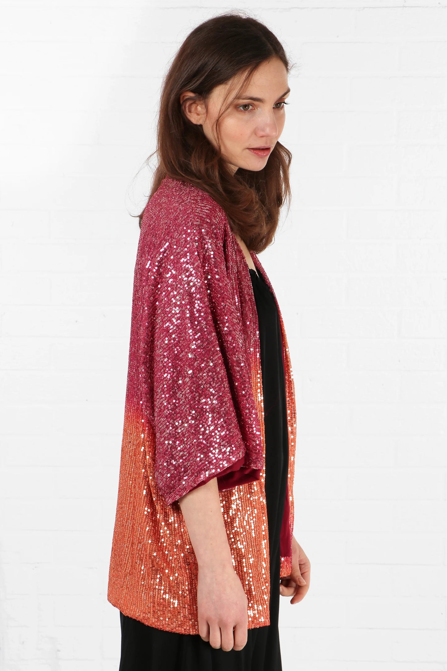 Ombre Sequin Kimono - Pink/Orange