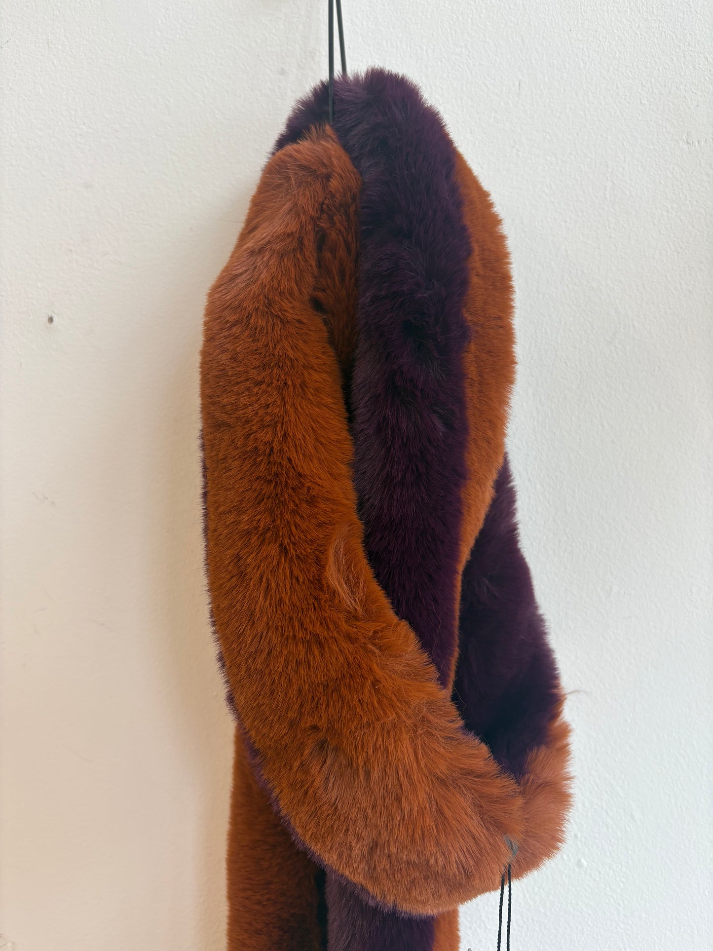 Nooki Stripe Pasha Faux Fur Scarf - Copper MIx