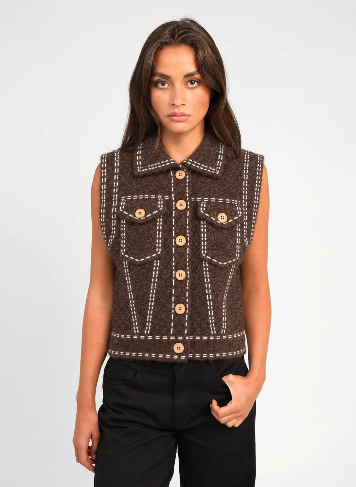 An'ge Lewayne Vest - Marron