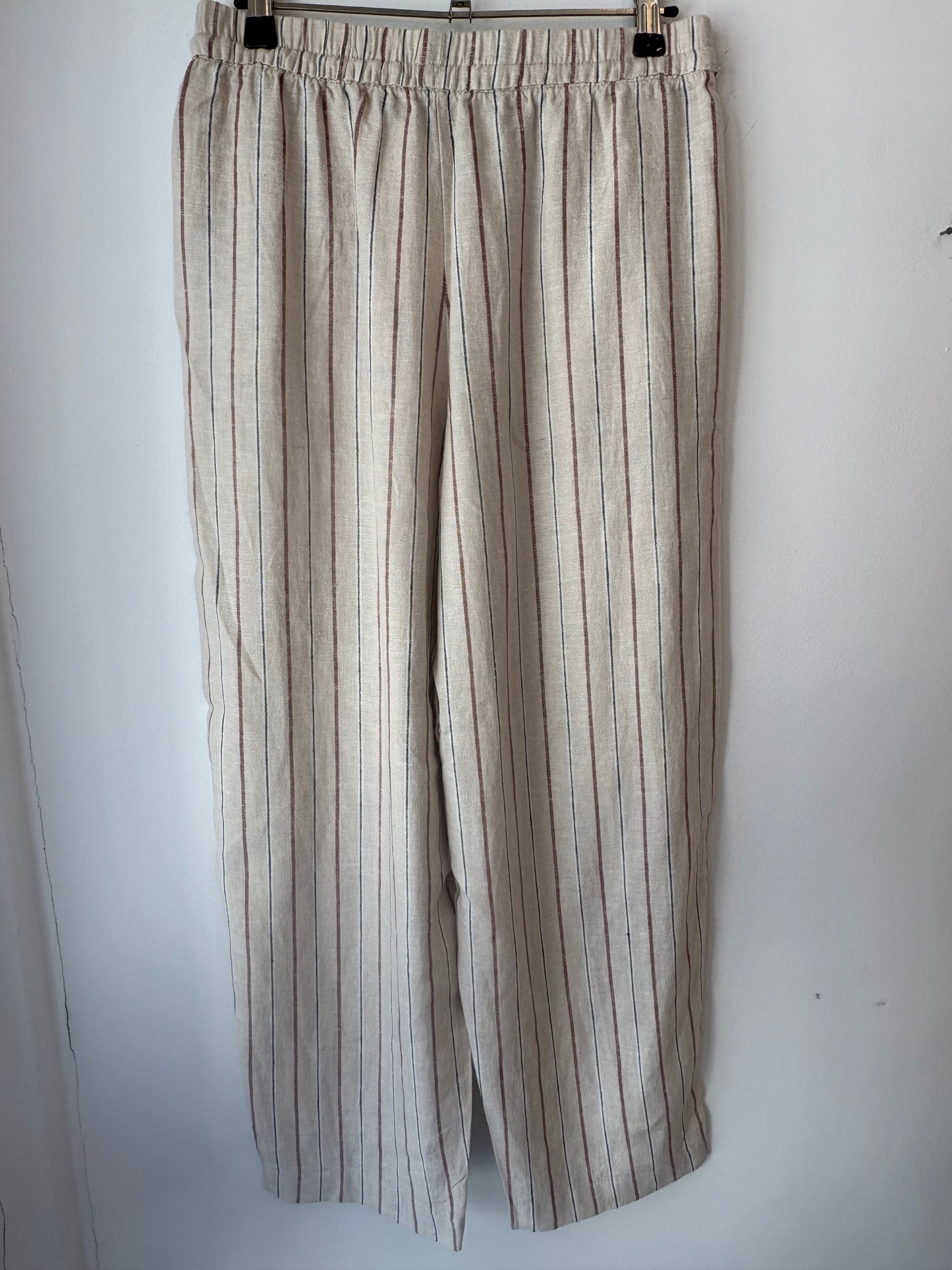 ICHI Linno Barrel Pants - Brown Stripe