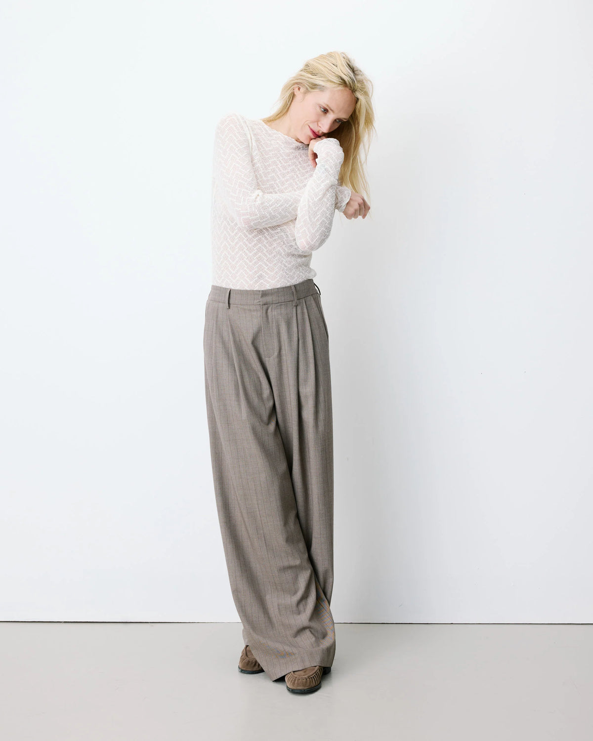 G&M Ardoise Trousers - taupe pinstripe