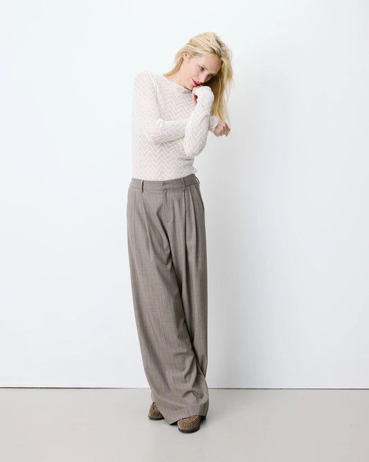 G&M Ardoise Trousers - taupe pinstripe