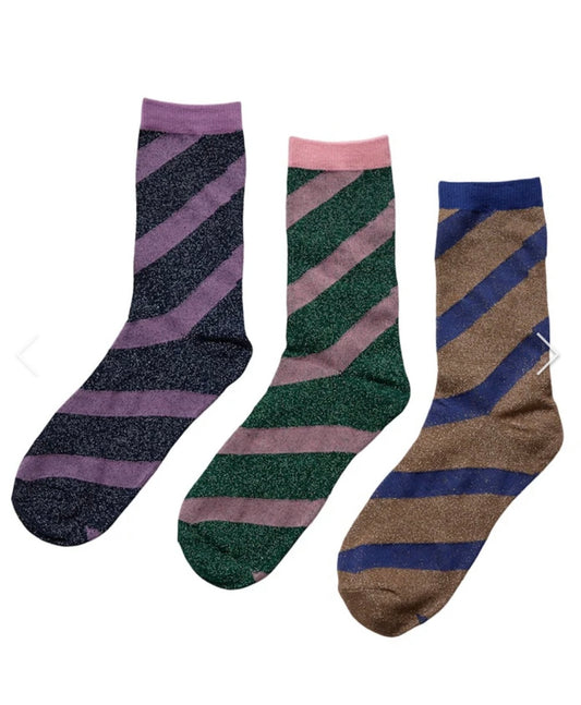 Socks in a box - sparkly stripes