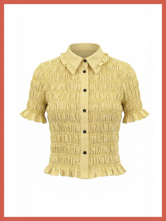 Nooki Astrid Gingham Blouse - Yellow