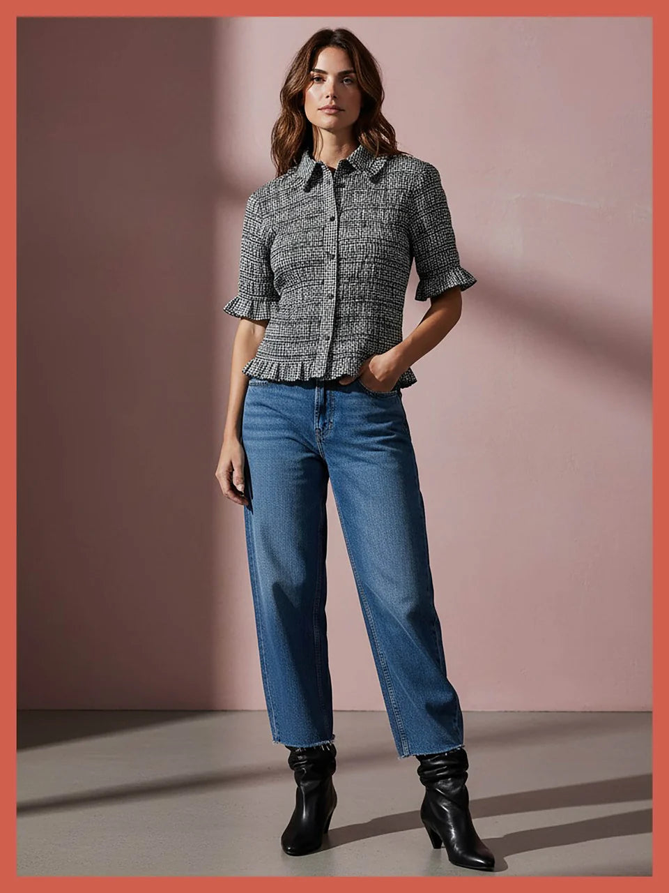 Nooki Astrid Gingham Blouse - Black