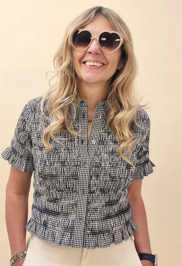 Nooki Astrid Gingham Blouse - Black