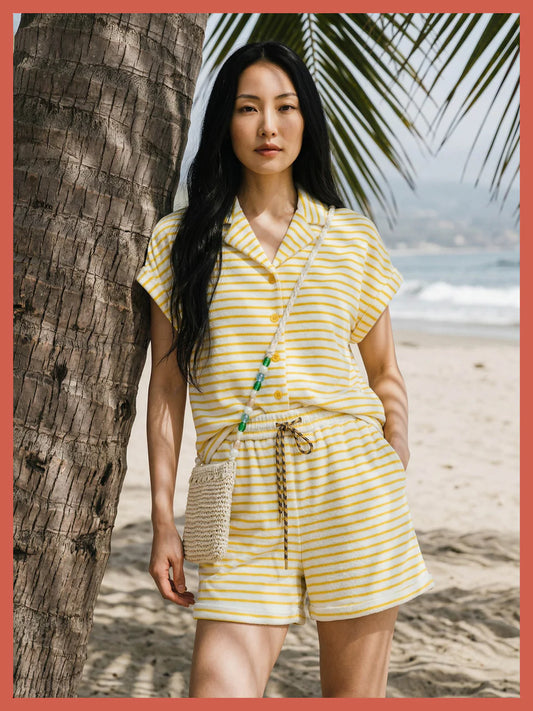 Nooki Caspian Towelling Stripe Blouse - Yellow