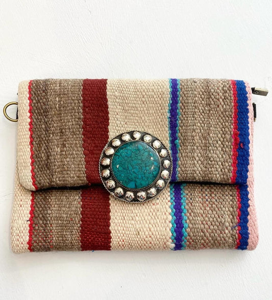Moroccan Envelope Clutch - turquoise stone