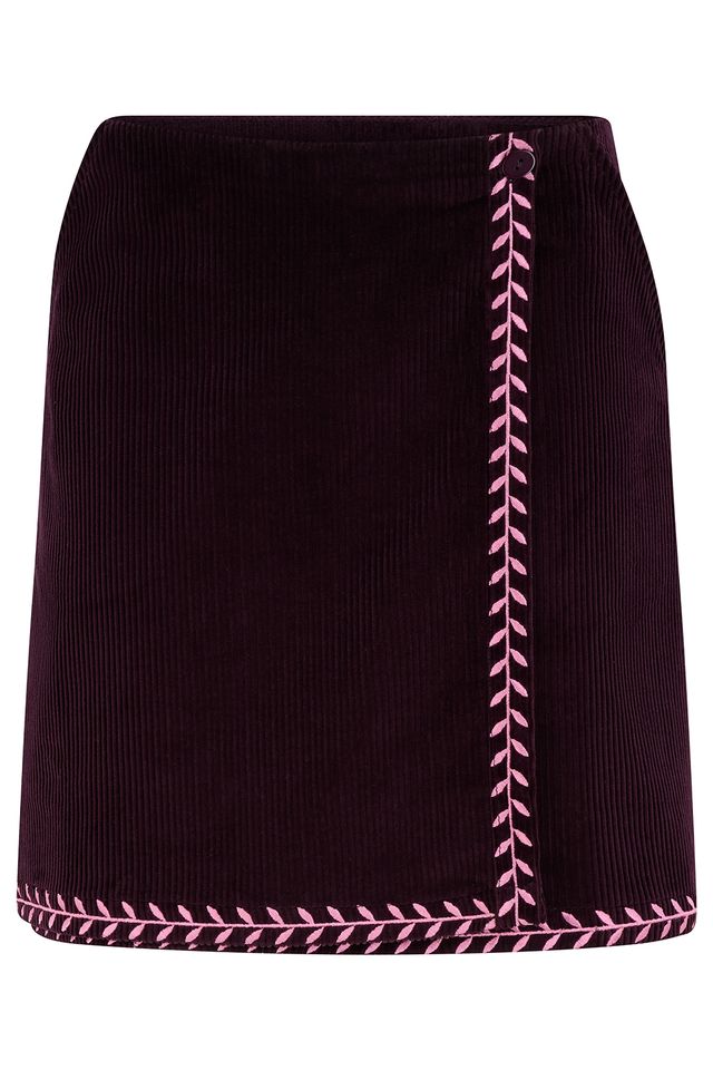 Suzie Cord Mini Skirt - Dark Plum