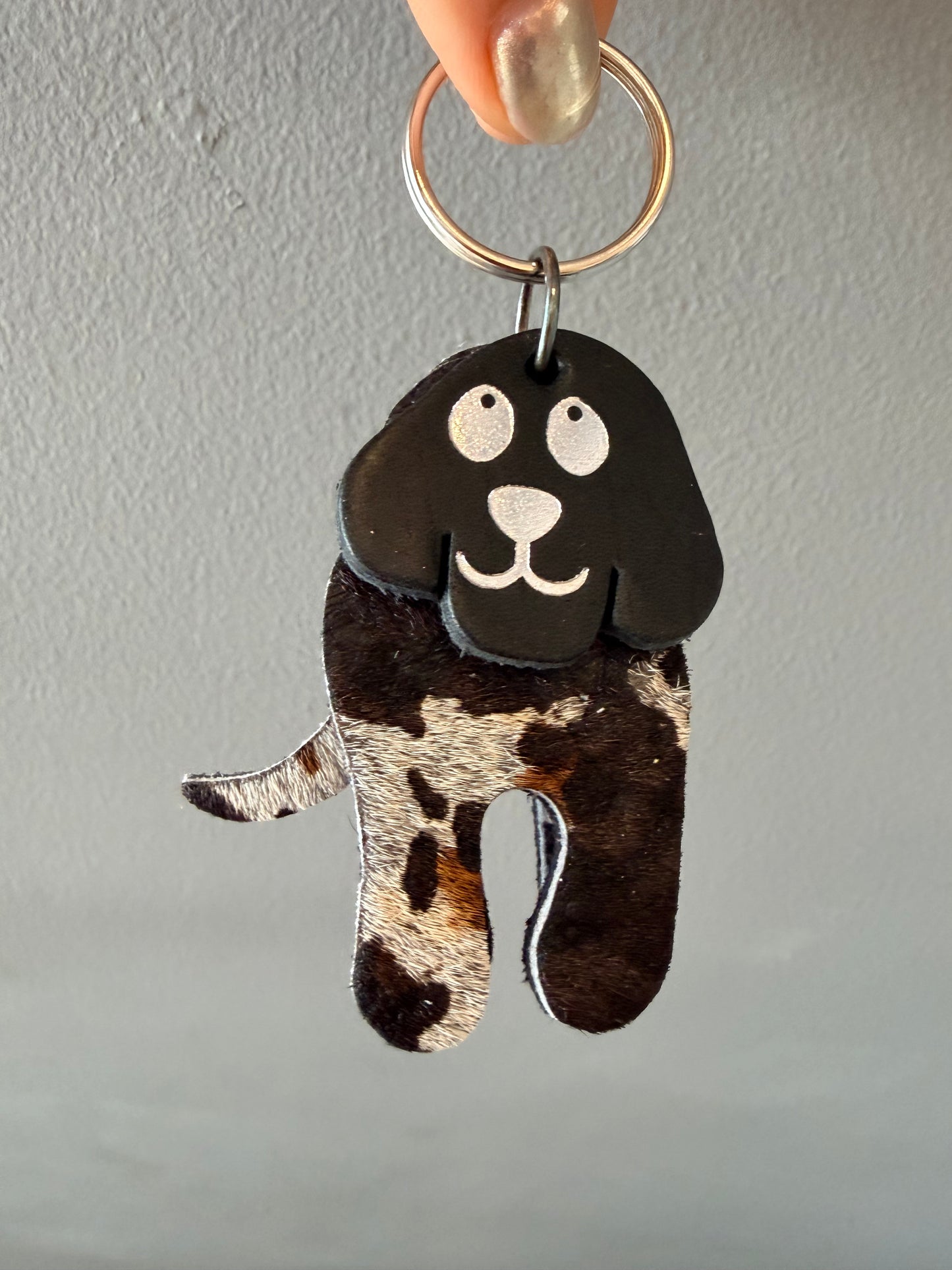Leather dog keyring
