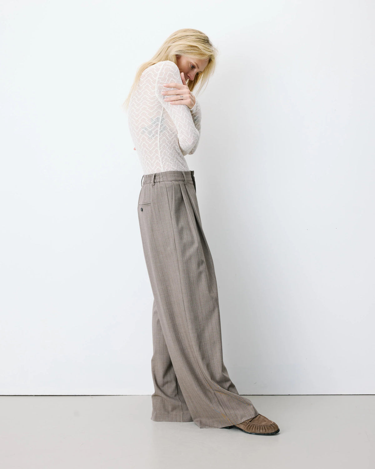 G&M Ardoise Trousers - taupe pinstripe