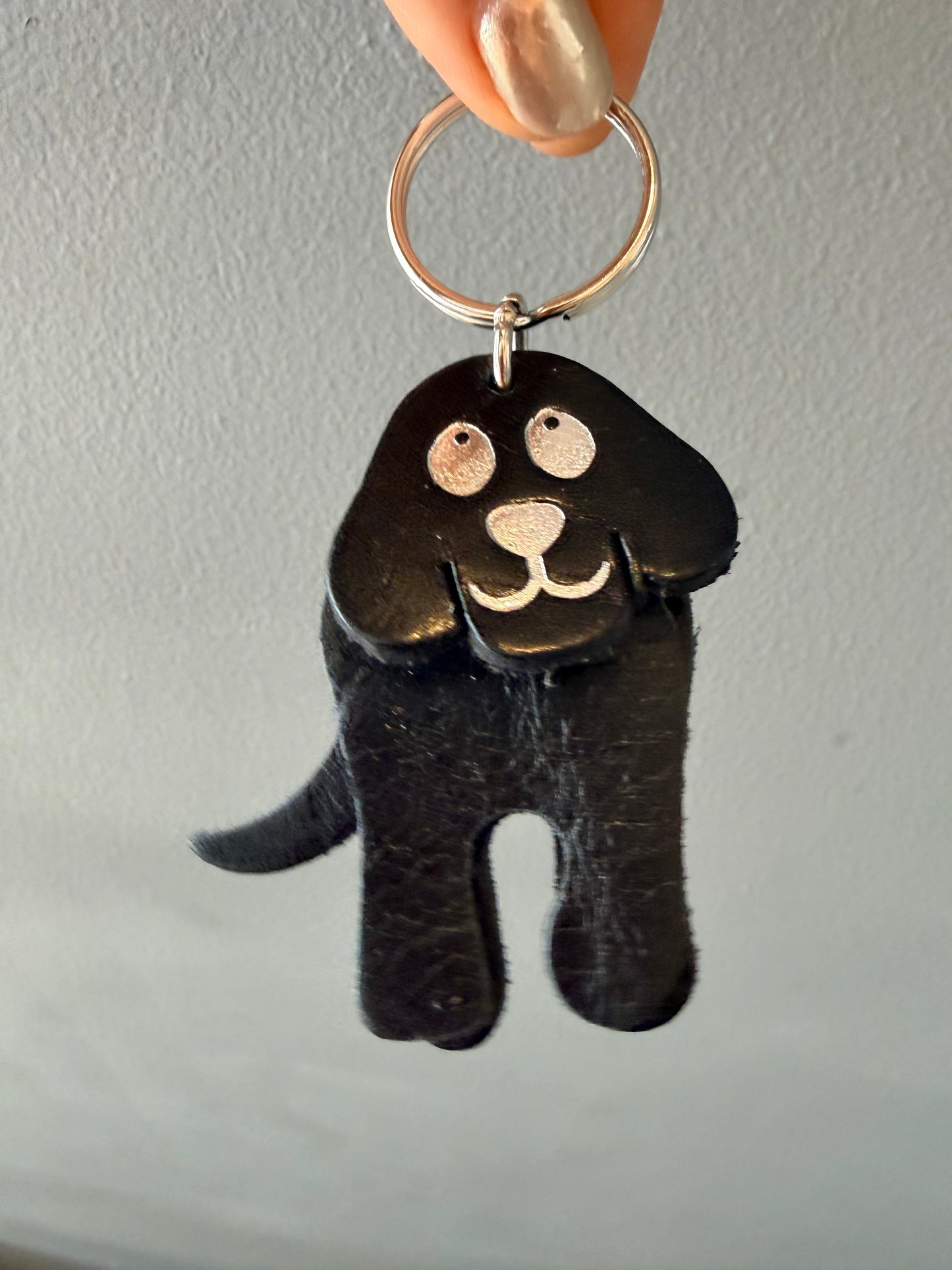 Leather dog keyring