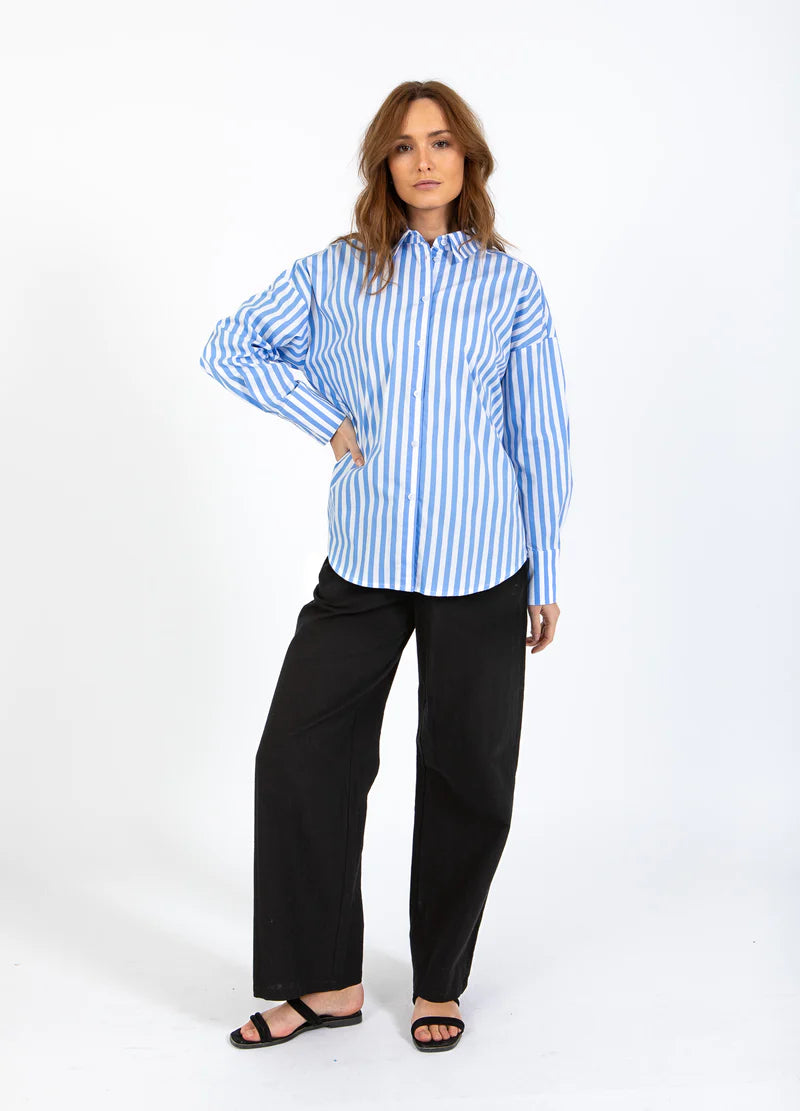 Coster Copenhagen Harper Stripe Shirt - Light Blue