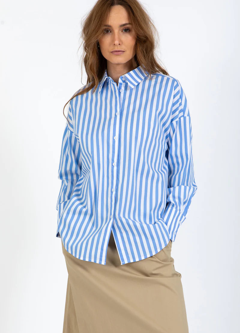 Coster Copenhagen Harper Stripe Shirt - Light Blue