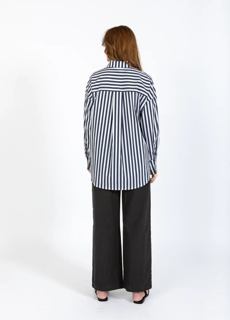 Coster Copenhagen Harper Stripe Shirt - Navy