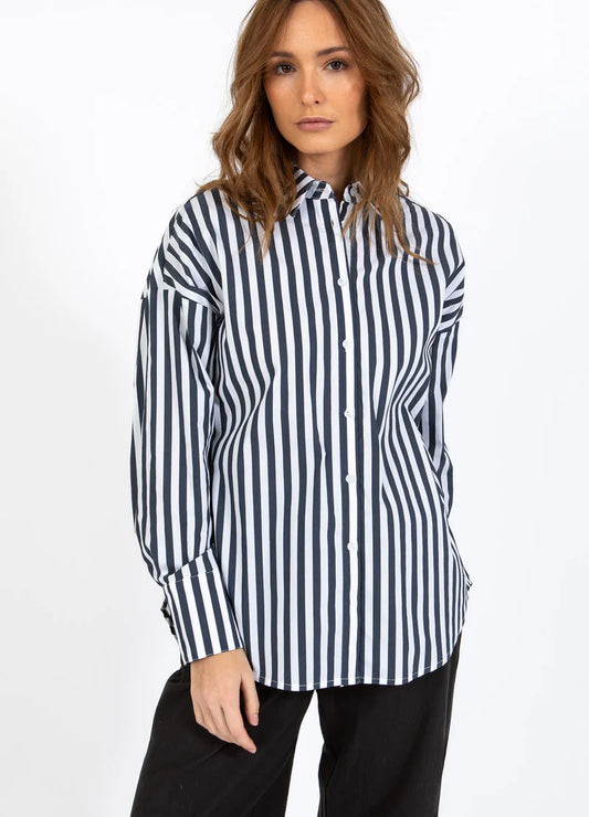 Coster Copenhagen Harper Stripe Shirt - Navy