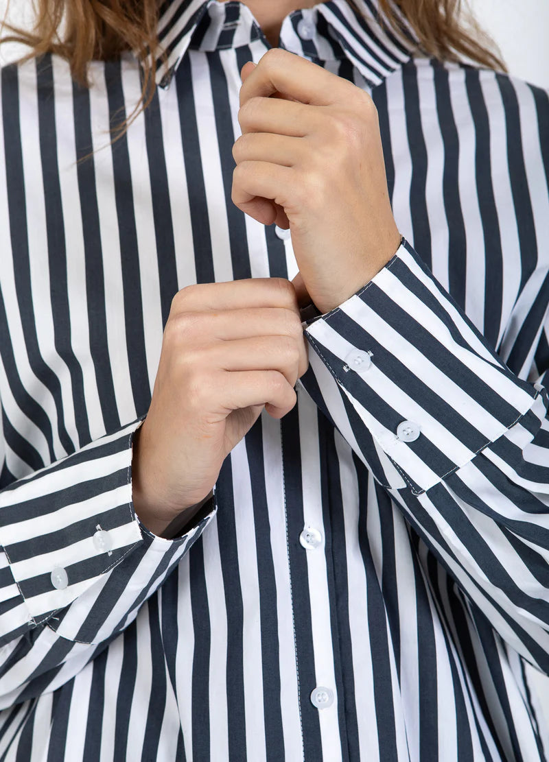 Coster Copenhagen Harper Stripe Shirt - Navy