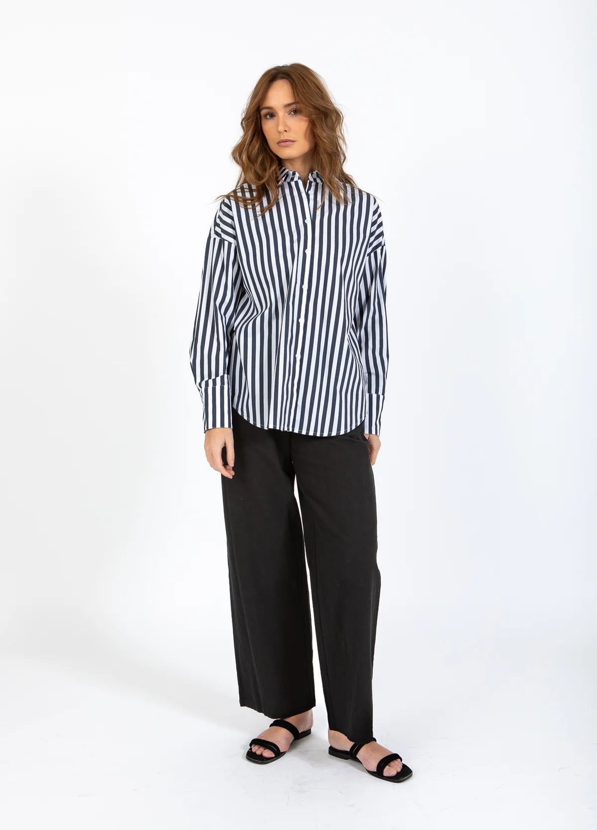 Coster Copenhagen Harper Stripe Shirt - Navy
