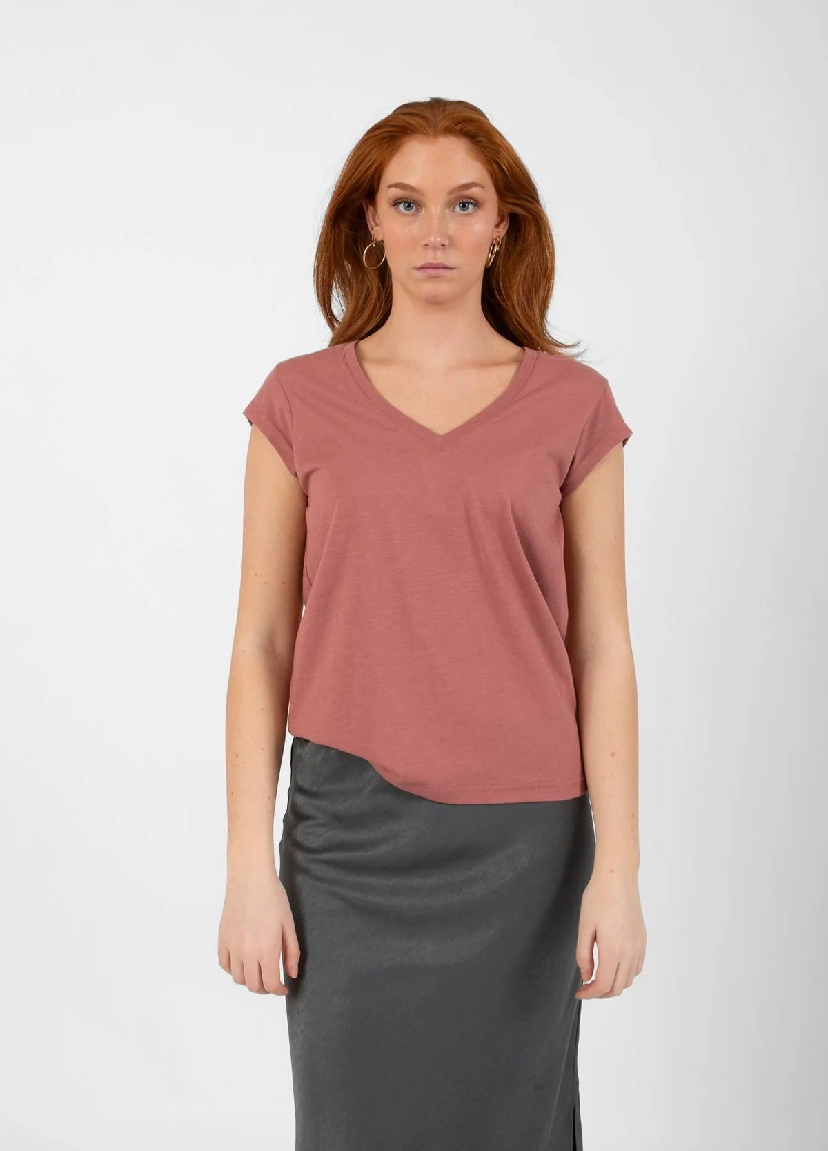 Coster Copenhagen Heart Basic V-neck T-Shirt - Apple Butter