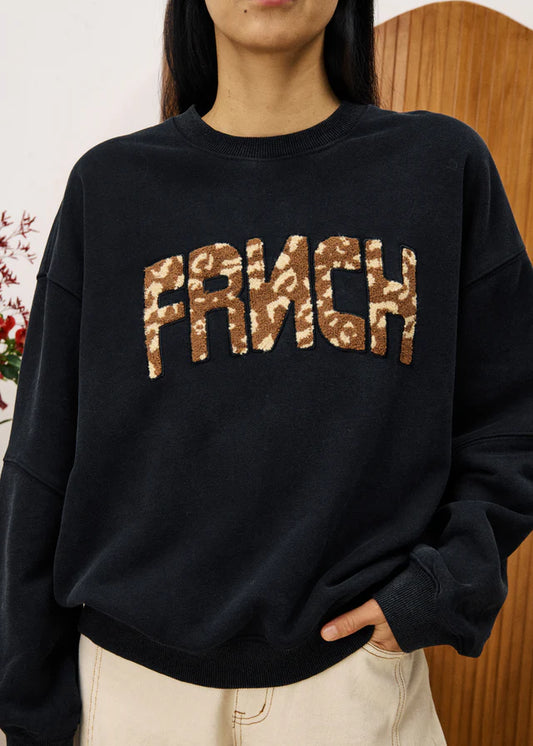 FRNCH Anthracite Lime Tree Sweater