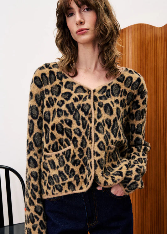 FRNCH Begonia Cardigan - leopard