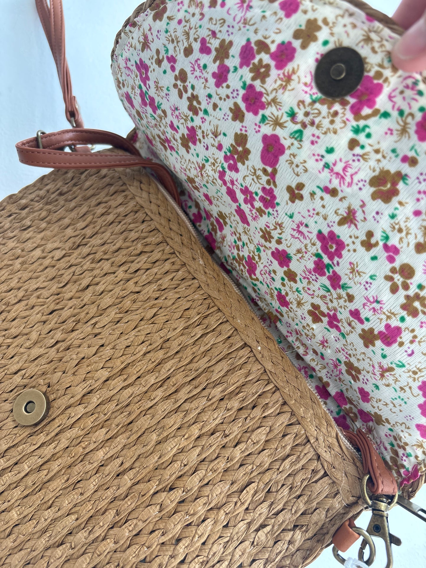 Coloured Stone Raffia Bag