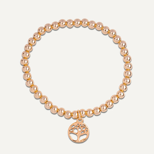 Emily Tree of Life Beaded Bracelet Gold-Tone