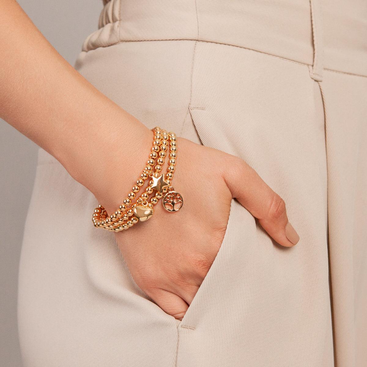 Emily Tree of Life Beaded Bracelet Gold-Tone