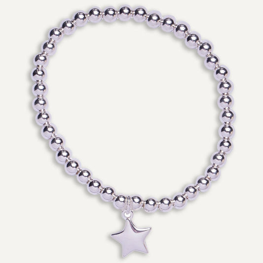 Emily Star Pendant Beaded Bracelet Silver-Tone