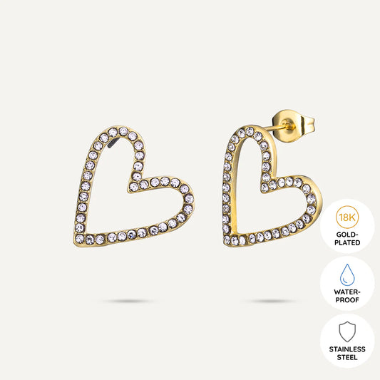 Love Lines Heart Post Earrings - Gold