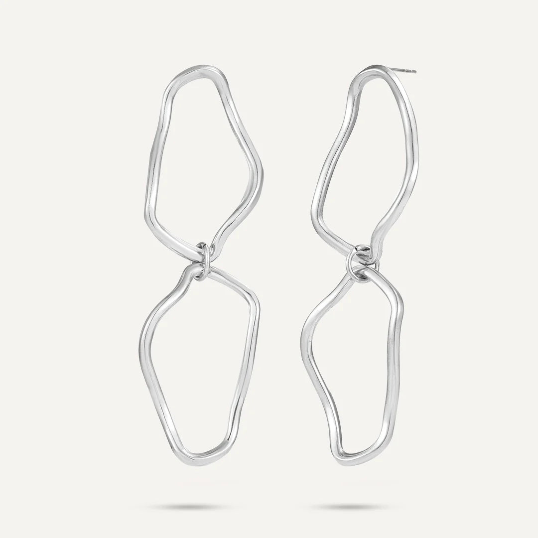 Vibes | Flow Link Earrings | White Gold-Plated