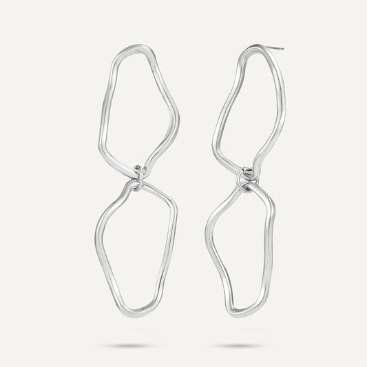 Vibes | Flow Link Earrings | White Gold-Plated