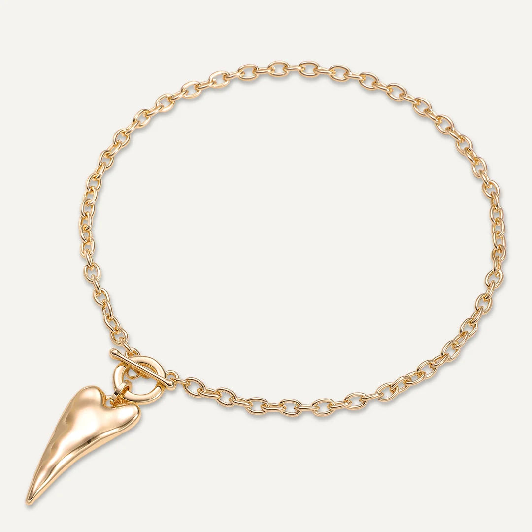 Short Heart Drop Pendant Necklace Gold-Tone